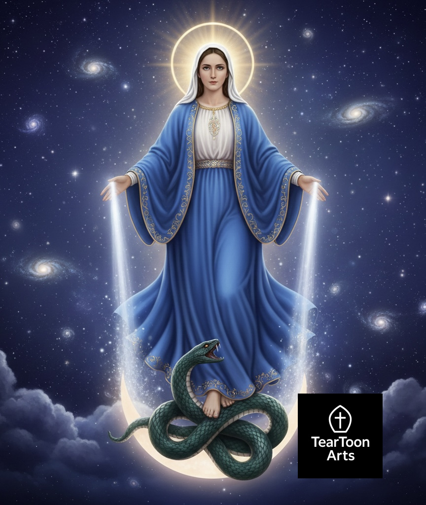 A Sacred portrait of the Blessed Mother Mary, radiating grace and divine compassion.